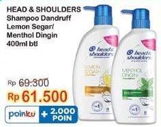 Promo Harga HEAD & SHOULDERS Shampoo Lemon Fresh, Cool Menthol 400 ml - Indomaret