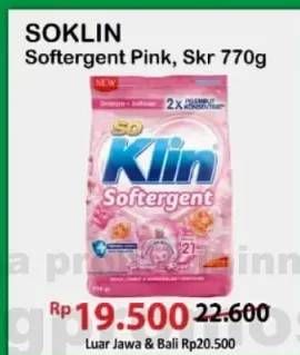 Promo Harga So Klin Softergent Soft Sakura, Rossy Pink 770 gr - Alfamart