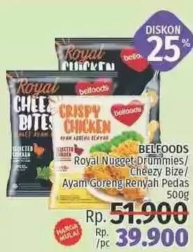 Promo Harga Belfoods Royal Nugget Drummies / Cheezy Bites/ Ayam Goreng Renyah Pedas  - LotteMart
