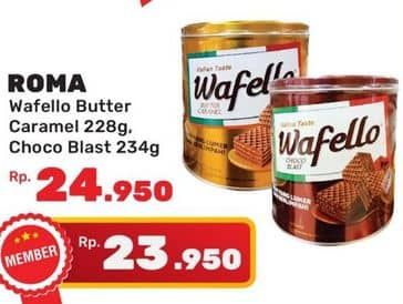 Promo Harga Roma Wafello Choco Blast, Butter Caramel 228 gr - Yogya