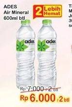 Promo Harga ADES Air Mineral per 2 botol 600 ml - Indomaret