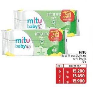 Promo Harga MITU Baby Wipes Antiseptic Refreshing Lime 50 pcs - Lotte Grosir