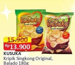 Promo Harga KUSUKA Keripik Singkong Original, Balado 180 gr - Alfamart