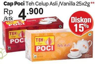 Promo Harga CAP POCI Teh Celup Asli, Vanilla per 25 pcs 2 gr - Carrefour