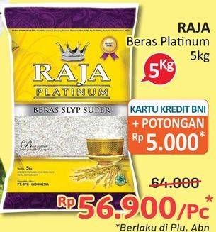 Promo Harga Raja Platinum Beras Slyp Super 5000 gr - Alfamidi