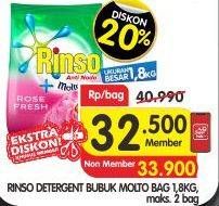 Promo Harga RINSO Molto Detergent Bubuk 1800 gr - Superindo