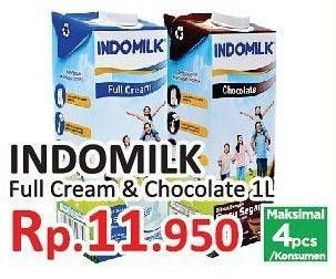 Promo Harga Indomilk Susu UHT Full Cream Plain, Cokelat 1000 ml - Yogya