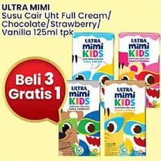 Promo Harga Ultra Mimi Susu UHT Cokelat, Stroberi, Full Cream, Vanila 125 ml - Indomaret