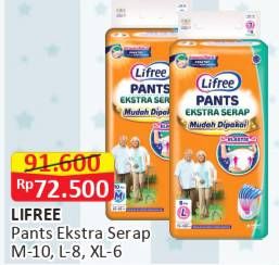 Promo Harga Lifree Popok Celana Ekstra Serap XL6, L8, M10 6 pcs - Alfamart