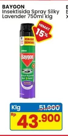 Promo Harga Baygon Insektisida Spray Silky Lavender 750 ml - Indomaret
