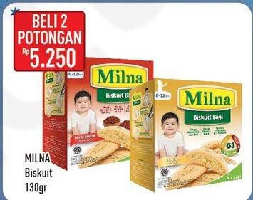 Promo Harga MILNA Biskuit Bayi per 2 box 130 gr - Hypermart