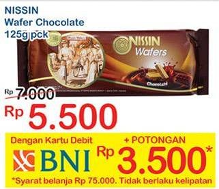 Promo Harga NISSIN Wafers Chocolate 125 gr - Indomaret