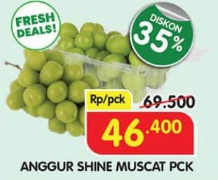 Anggur Shine Muscat  Diskon 33%, Harga Promo Rp46.400, Harga Normal Rp69.500