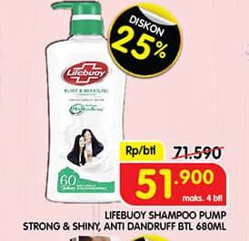 Promo Harga Lifebuoy Shampoo Strong Shiny, Anti Dandruff 680 ml - Superindo