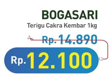 Promo Harga Bogasari Tepung Terigu Cakra Kembar 1000 gr - Hypermart