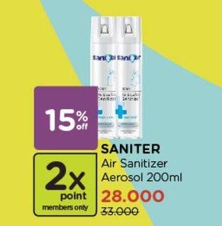 Promo Harga SANITER Air & Surface Sanitizer Aerosol Fresh Clean 200 ml - Watsons