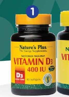Promo Harga Natures Plus Vitamin D3 400 IU 90 pcs - Watsons