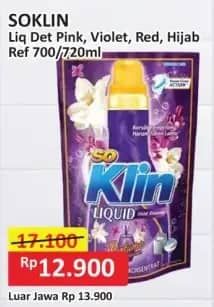 Promo Harga So Klin Liquid Detergent + Softergent Pink, + Anti Bacterial Violet Blossom, + Anti Bacterial Red Perfume Collection 700 ml - Alfamart