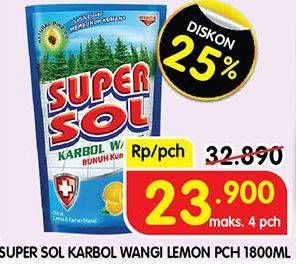Promo Harga Supersol Karbol Wangi Lemon Mint 1800 ml - Superindo