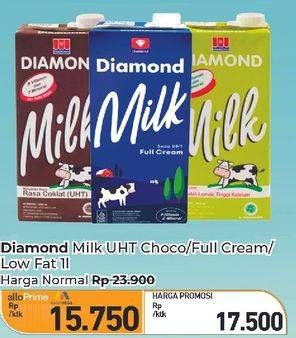 Promo Harga Diamond Milk UHT Chocolate, Full Cream, Low Fat High Calcium 1000 ml - Carrefour