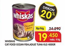 Promo Harga WHISKAS Makanan Kucing Ocean Fish, Tuna Adult 400 gr - Superindo