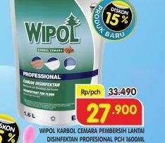 Promo Harga WIPOL Professional Disinfektan Karbol Pembersih Lantai Cemara 1600 ml - Superindo