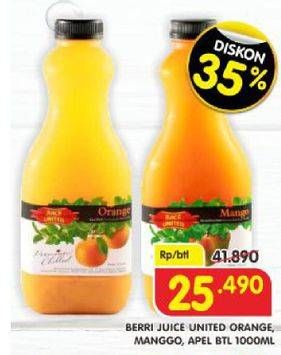 Promo Harga BERRI Juice Orange, Mango, Classic Apple 1 ltr - Superindo