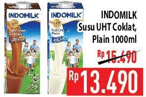 Promo Harga Indomilk Susu UHT Cokelat, Full Cream Plain 1000 ml - Hypermart