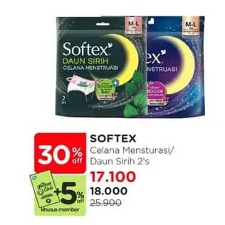 Promo Harga Softex Celana Menstruasi All Size, All Size Daun Sirih 2 pcs - Watsons