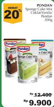 Promo Harga Pondan Sponge Cake Mix Pandan, Vanilla, Chocolate 200 gr - Giant