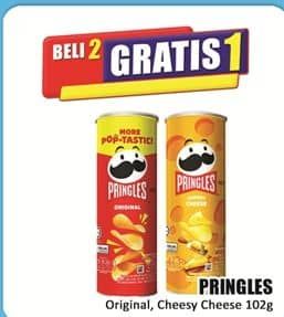Promo Harga Pringles Potato Crisps Original, Cheesy Cheese 107 gr - Hari Hari