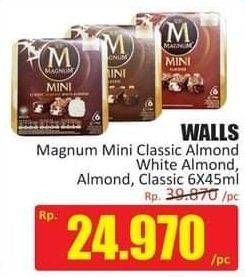 Promo Harga WALLS Magnum Mini Classic Almond, Almond, Classic Almond White per 6 pcs 45 ml - Hari Hari