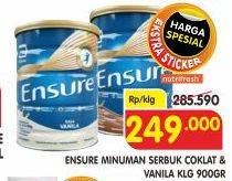 Promo Harga ENSURE Nutrition Powder FOS Vanila, Coklat 900 gr - Superindo
