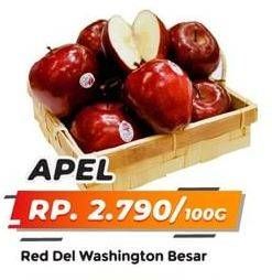 Promo Harga Apel Red Del Washington Besar per 100 gr - Yogya