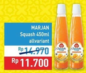 Promo Harga Marjan Syrup Squash All Variants 450 ml - Hypermart