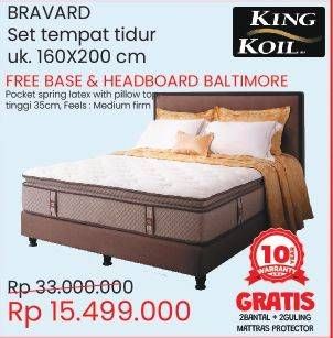 Promo Harga KING KOIL Bravard Tempat Tidur Queen 160x200 Cm  - Courts
