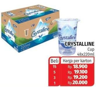 Promo Harga CRYSTALLINE Air Mineral per 48 cup 220 ml - Lotte Grosir