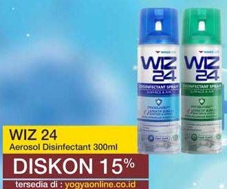 Promo Harga WIZ 24 Disinfectant Spray Surface & Air Clean, Fresh 300 ml - Yogya