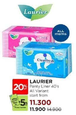 Promo Harga Laurier Pantyliner Cleanfresh Perfumed 40 pcs - Watsons