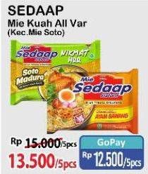 Promo Harga Sedaap Mie Kuah Kecuali Soto per 5 pcs 75 gr - Alfamart