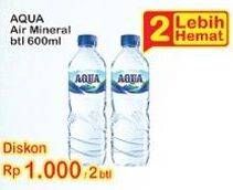Promo Harga AQUA Air Mineral per 2 botol 600 ml - Indomaret