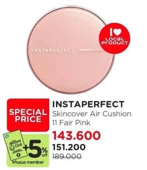 Promo Harga Wardah Instaperfect Skincover Air Cushion 11 Fair Pink 11 gr - Watsons