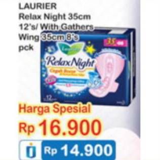 Promo Harga Laurier Relax Night 35cm, Gathers 35cm, Gathers 35cm 8 pcs - Indomaret