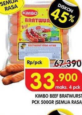 Promo Harga KIMBO Bratwurst All Variants 10 pcs - Superindo