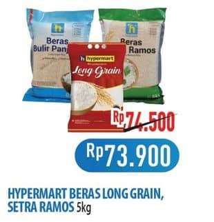 Promo Harga Hypermart Beras Long Grain, Setra Ramos 5000 gr - Hypermart