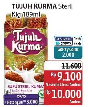 Promo Harga Tujuh Kurma Susu Steril Kurma 189 ml - Alfamidi