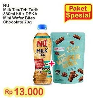 Promo Harga Nu Milk Tea/Nu Teh Tarik + Deka Mini Wafer Bites  - Indomaret
