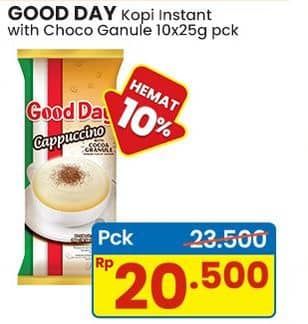 Promo Harga Good Day Cappuccino per 10 sachet 25 gr - Indomaret