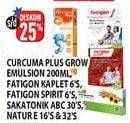 Promo Harga Curcuma Plus Grow Emulsion / Fatigon Kaplet / Fatigon Spirit / Sakatonik ABC / Nature-E  - Hypermart