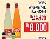 Promo Harga FREISS Syrup Squash Orange, Lychee 500 ml - Hypermart